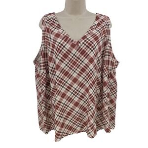 Torrid Top Women 2 Red Plaid V Neck Sleeveless Tank Relaxed Summer Plus